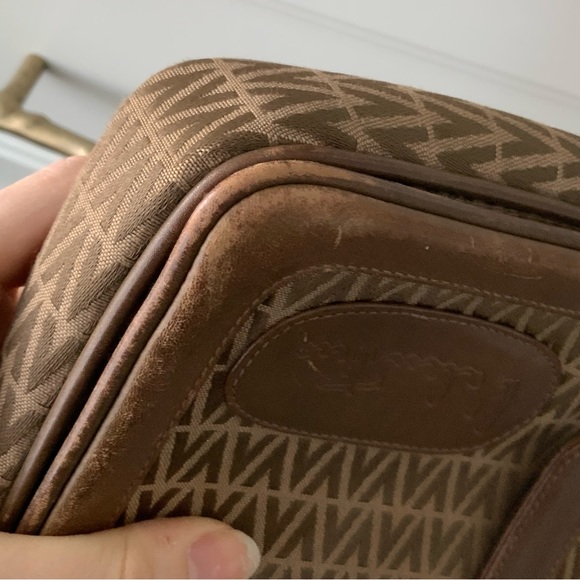 Vintage Y2K 90’S VALENTINO Cross Body Purse Leather Canvas Brown Made in Italy - Picture 10 of 16